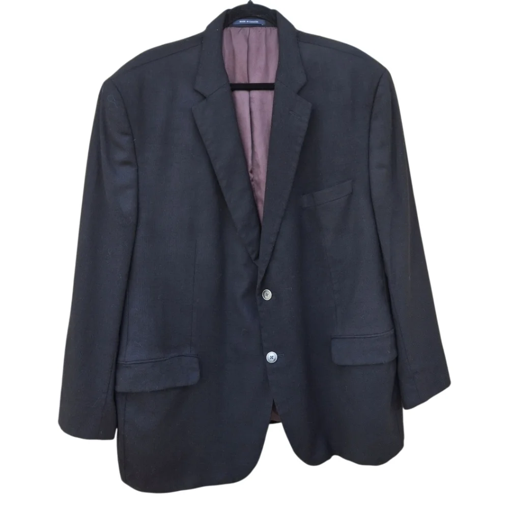 Cremieux Loro Piana Black Wool Vintage Union-Made Suit Jacket Men Size 52R